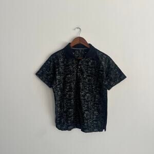 Vintage Y2K Affliction Style Skulls and Crossbones Polo